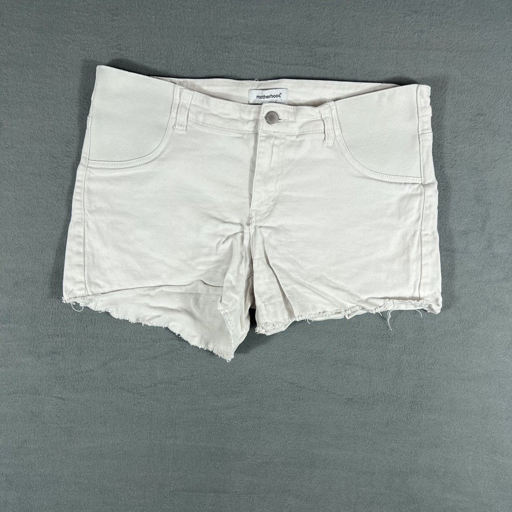 Motherhood Maternity Shorts Womens S Small Off-White Raw Hem Cut-Off‎ Stretch